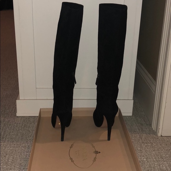 Prada Black Suede High Boot - Picture 3 of 8